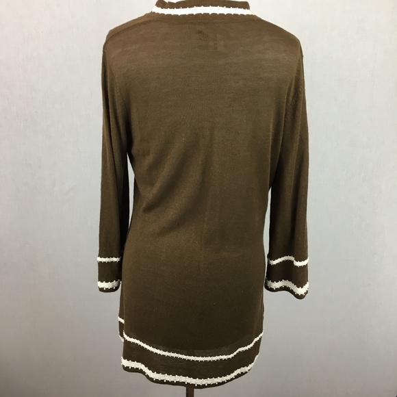 Tommy Bahama Lg Linen beaded embroidered tunic top - Picture 5 of 8